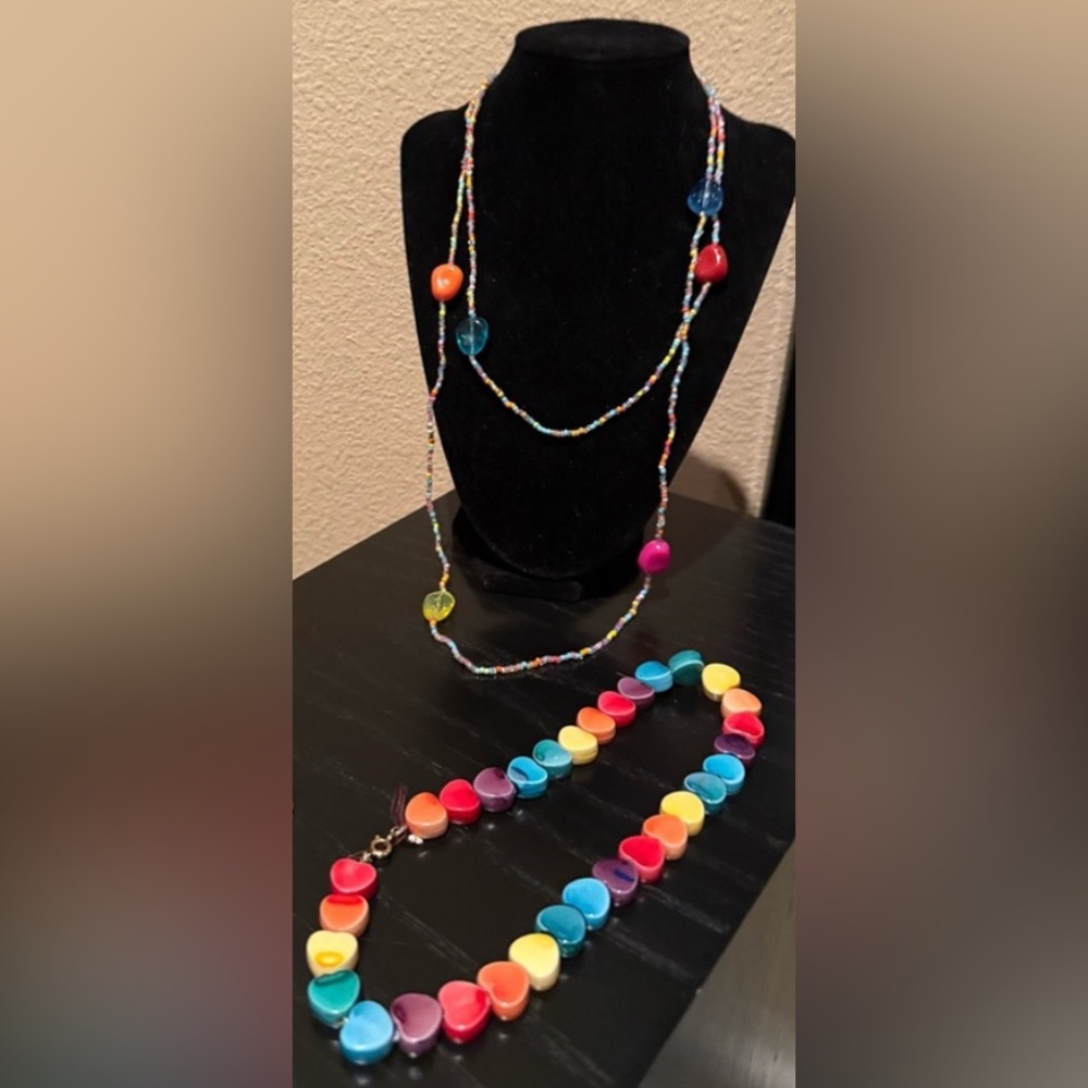 Colorful Heart Bead Necklace and Earring Set